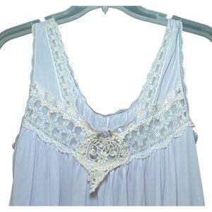 Vintage Lavender Sleeveless Nightgown‎ Lace Accent Floral Detail Coquette Fairy